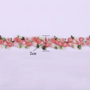 2Yards Embroidery Color Cherry Flower lace Trim Barcode DIY Clothes Necklace Collars Sewing Handmade Decoration Accessories