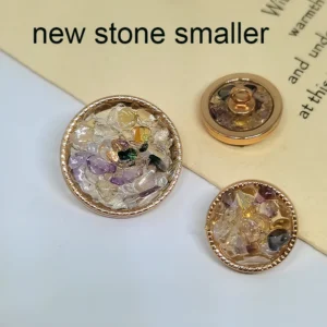 17.5/23/25MM Luxury Purple Stone Beaded Decor Buttons Of Clothing Fashion High Quality Metal Round Button Makers Sewing Notions