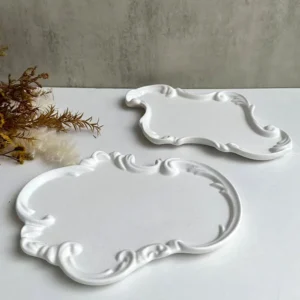 Baroque Style Storage Tray Silicone Mold DIY European Style Lace Relief Tray Crafts Making Plaster Concrete Molds Home Decor