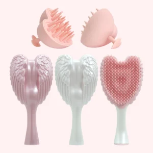 Mini Angel Detangling Hair Brush Silicone Shampoo Brush Head Scalp Massage Combs For Valentine’s Day Anniversary Gifts For Woman