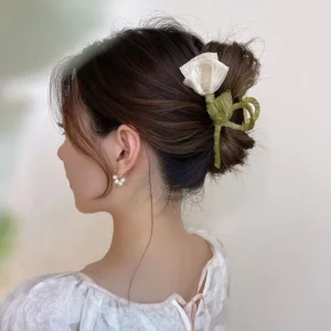 Haimeikang Tulip Tulle Shark Clip Hair Claws For Women Elegant Ponytail Hairpin Hair Crabs Girls Fashion Hair Accessories