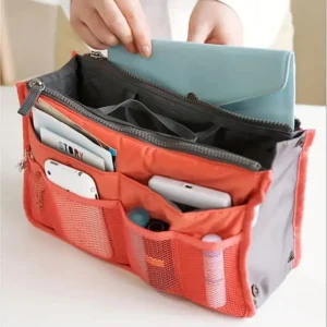 A solid color portable multifunctional travel storage bag, dual zipper middle bag, multifunctional travel toilet bag-LIU