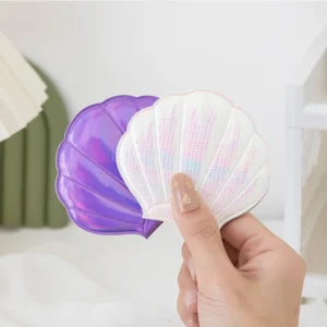 Dream Laser Color Shell Shape Makeup Mirror 2X Magnifying Mirror Portable Double-sided Folding Pocket Kawaii Makeup Accessories